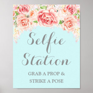 Poster Símbolo de Casamento de Estação Selfie Cor de Água