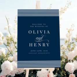 Poster Símbolo de Casamento de Greve Azul Costeira Elegan