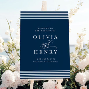 Poster Símbolo de Casamento de Greve Azul Costeira Elegan