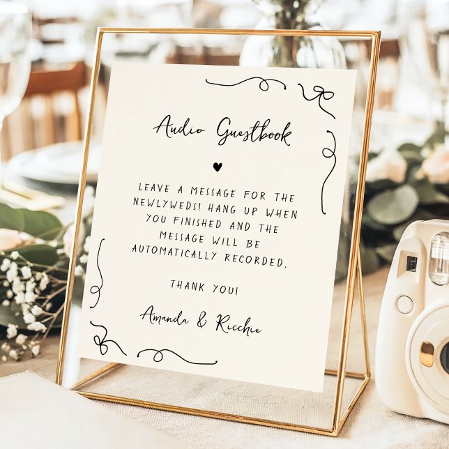 Poster Símbolo de Casamento de Guestbook de Áudio Reprodu (Criador carregado)