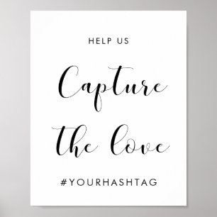Poster Símbolo de casamento de hashtag preto e branco