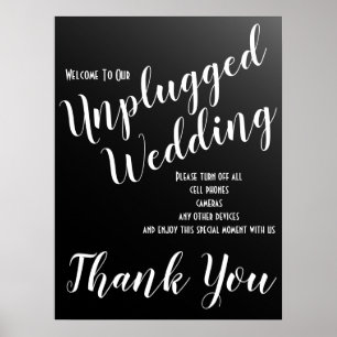 Poster Símbolo de Casamento Desplugado Preto Elegante