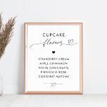 Poster Símbolo de Casamento do Cupcake Romântico de Scrip<br><div class="desc">Encoraje seus hóspedes a experimentar alguns cupcakes deliciosos com este símbolo elegante,  com roteiro romântico do coração e texto editável. Personalize-o facilmente clicando na opção "personalizar".</div>