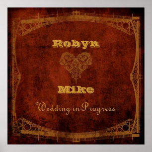 Póster Símbolo de Casamento em Andamento Vitoriano Steamp