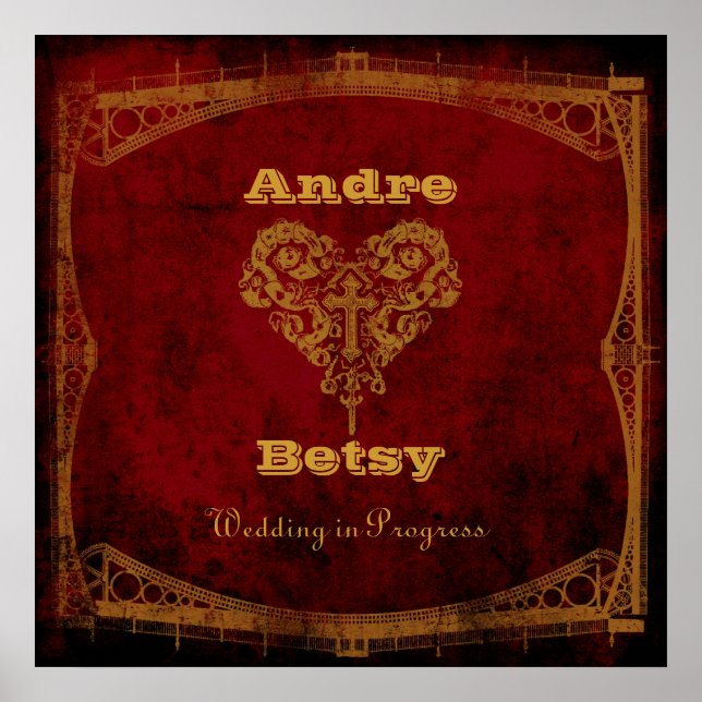 Póster Símbolo de Casamento em Andamento Vitoriano Steamp (Frente)