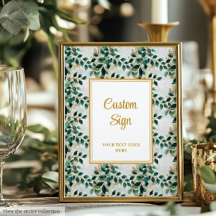Poster Símbolo de Casamento Eucalyptus Dourado verde-escu