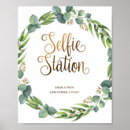 Poster Símbolo de casamento Eucalyptus para foto selfie