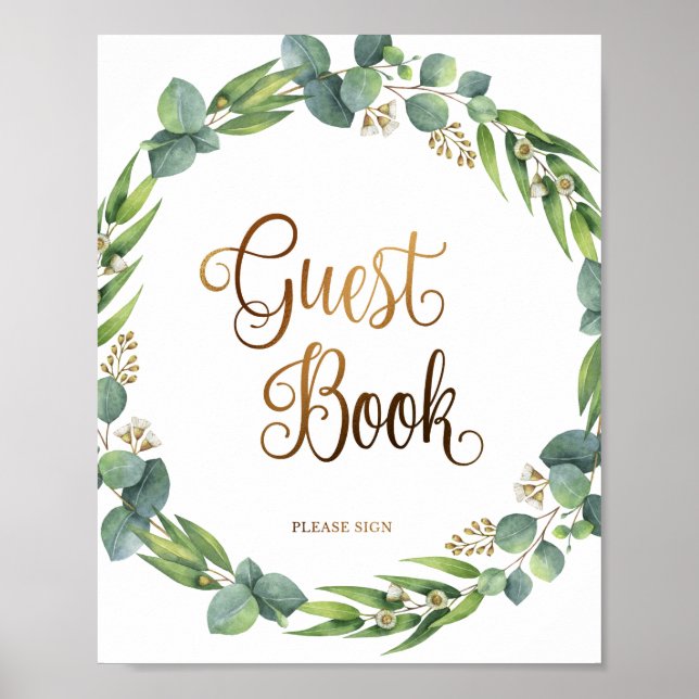 Poster Símbolo de casamento Eucalyptus para livro convida (Frente)