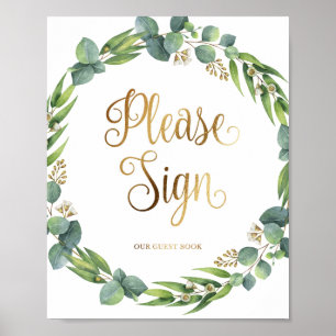 Poster Símbolo de casamento Eucalyptus para livro convida