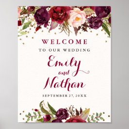 Poster Símbolo de Casamento Floral Confetti Dourado Burgu