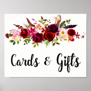 Póster Símbolo de Casamento Floral de Aquarela Rustic Bu