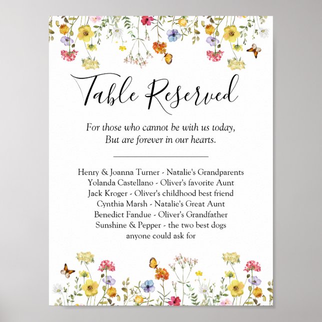Poster Símbolo de Casamento Memorial Reservado para Mesa  (Frente)