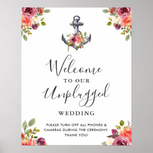 Poster Símbolo de Casamento Não Conectado Floral Ancorar 