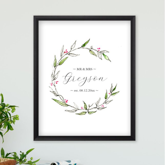 Poster Símbolo de Casamento no inverno Botânico e Keepsaa (Christmas wedding decor printable sign botanical art by Victoria Grigaliunas of Do Tell A Belle)