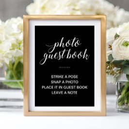 Poster Símbolo de Casamento Preto do Livro de Convidado E
