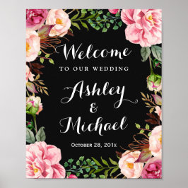Póster Símbolo de Casamento Romântico de Pavimento Floral