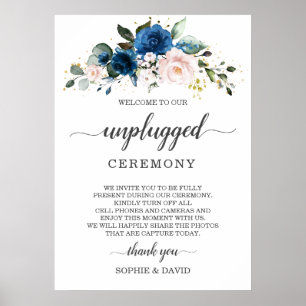 Poster Símbolo de cerimônia de casamento desplugado azu