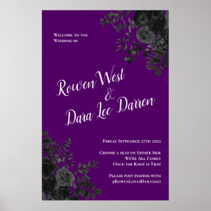 Poster Símbolo de cerimônia de Rosa gótica em roxo e p