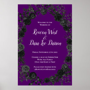 Poster Símbolo de cerimônia de Rosa gótica em roxo e p
