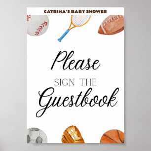 Poster Símbolo de Chá de fraldas Allstar Sports 5x7