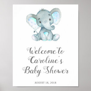 Poster Símbolo de Chá de fraldas de Elefante Azul, Chá de