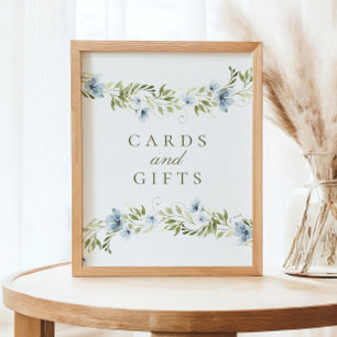 Poster Símbolo de Chá de fraldas do Blue Floral Wreath Ca