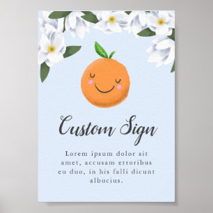 Poster Símbolo de Chá de fraldas Floral Blue Little Cutie