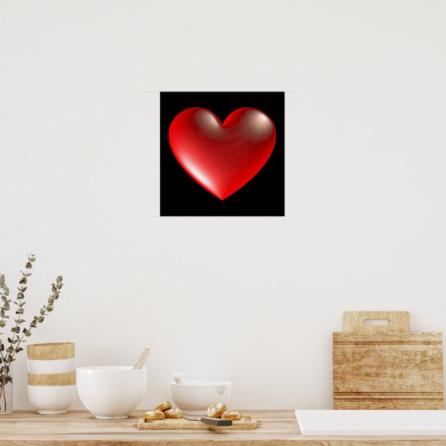 Poster Símbolo de Coração em 3D Vermelho (Cozinha)