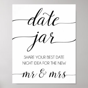 Poster Símbolo de Data de Casamento de Fonte Elegante