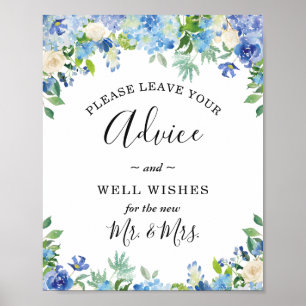Poster Símbolo de Desejo e Conselhos de Hydrangea Azul
