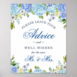 Poster Símbolo de Desejo e Conselhos de Hydrangea Azul