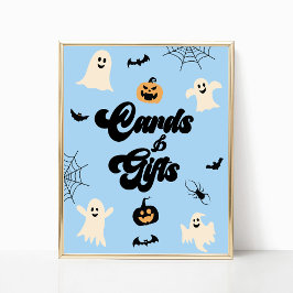 Poster Símbolo de dotes e cartões de halloween azuis