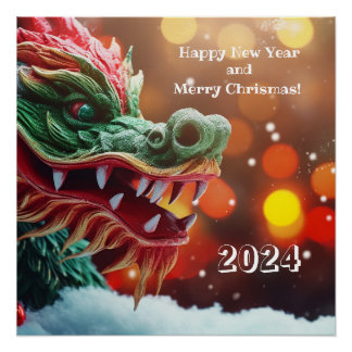 Póster símbolo de dragão chinês 2024