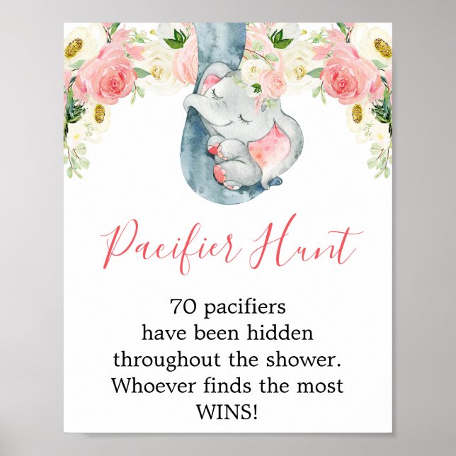 Poster Símbolo de elefante chá de fraldas de caça com pac (Frente)