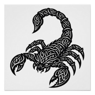 Póster Símbolo de Escorpião — Tatuagem Zodiacal Mítica