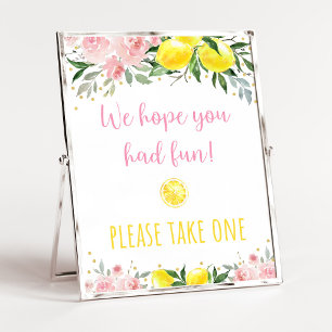 Poster Símbolo de Favor de Aniversário Floral Cor-de-Rosa