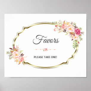 Poster Símbolo de Favor de Casamento Dourado Chic Pink