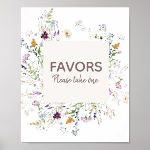 Poster Símbolo de Favor do Chá de fraldas de Aquarelas