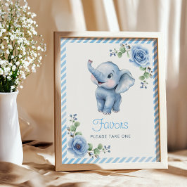 Poster Símbolo de Favor do Chá de fraldas Elefante Azul -