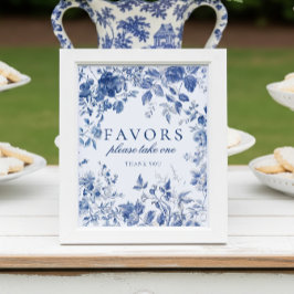 Poster Símbolo de Favoritos do Elegante Blue Toile de Jou