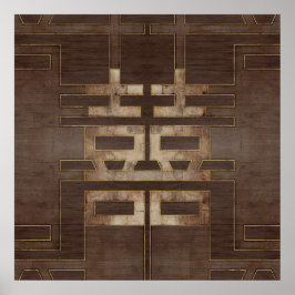 Poster Símbolo de Felicidade Dupla Geométrico Dourado na 