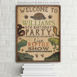 Poster Símbolo de Festa de aniversário do Tema Réptil
