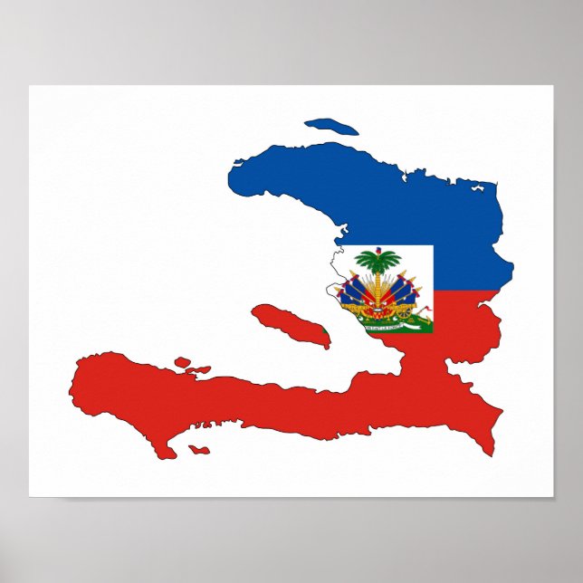 Póster símbolo de forma do mapa de bandeira do país haiti (Frente)
