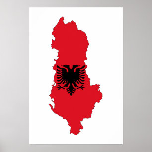 Póster símbolo de forma do mapa do país da albânia simbol