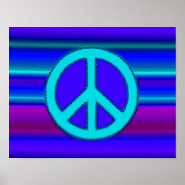 Poster Símbolo de Fractal e Paz Azul (Frente)