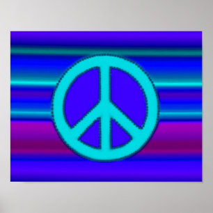 Poster Símbolo de Fractal e Paz Azul
