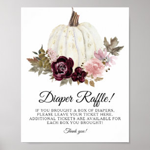 Poster Símbolo de Fralda de Pumpkin Floral Rosa Borgonha