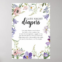 Poster Símbolo de Fraldas Noturnas Tardias de Chá de fral