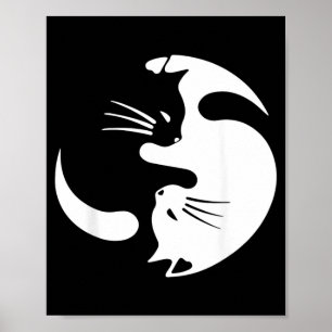 Poster Símbolo de Gato Yin Yang Gatinho Preto e Branco Fo