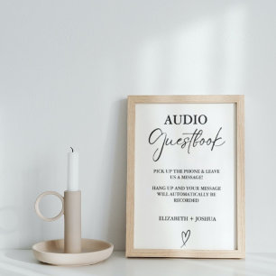 Poster Símbolo de Guestbook de Áudio Preto Minimalista Mo
